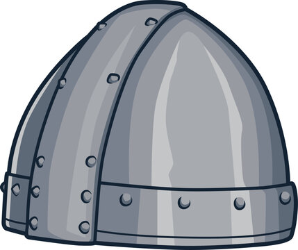 Spangenhelm mit Nieten &ndash; typischer fr&uuml;hmittelalterlicher Helm aus mehreren Metallteilen zusammengesetzt.