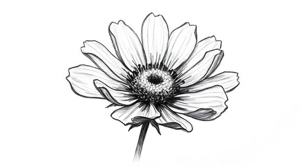 Black and white sunflower sketch in detail
