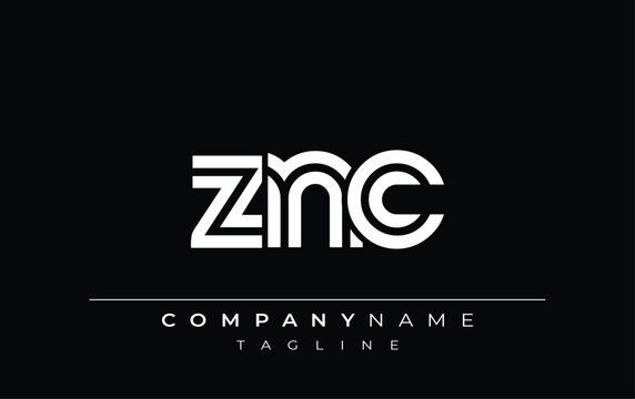 ZNC Creative Unique Modern Letter Logo Design. Stylized logo featuring a unique letter design, presenting abstract minimalist aesthetics and modern appeal