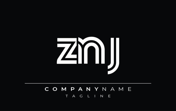 ZNJ Creative Unique Modern Letter Logo Design. Stylized logo featuring a unique letter design, presenting abstract minimalist aesthetics and modern appeal