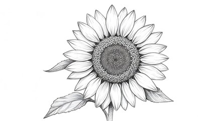 Fototapeta premium Black and White Sunflower Illustration