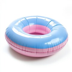 Top view of an inflatable pool ring, isolated against a transparent background
