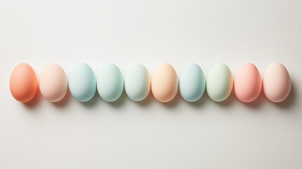 easter eggs arranged on white background, copy space for text