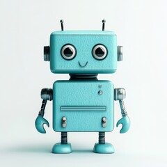 Fototapeta premium A cartoon AI robot in 3D, depicted as an icon isolated on a white background, for a chat bot