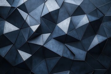 Fototapeta premium Abstract background in dark navy blue and silver featuring geometric shapes like triangles