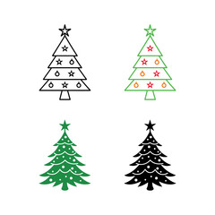 set of christmas trees