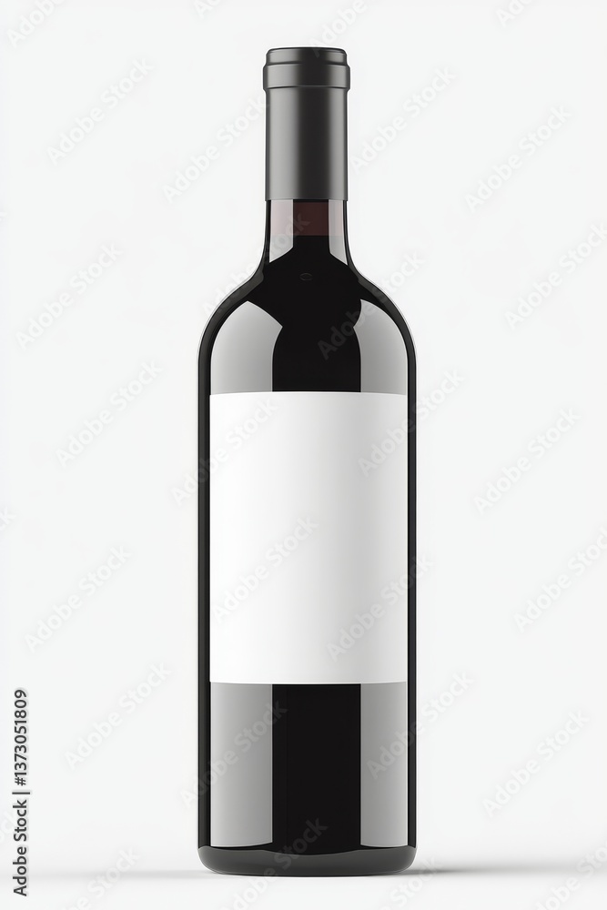 Poster wine bottle mock-up with a blank label, isolated on a white background