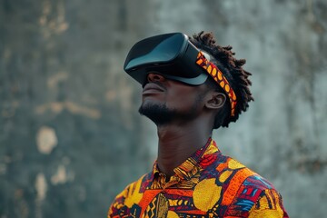 Ad featuring a young African man with a VR headset Virtual reality theme