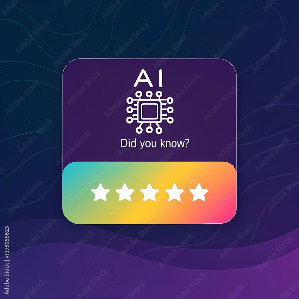 Aufkleber did you know ai artificial intelligence facts and information with star rating and colorful backgrou