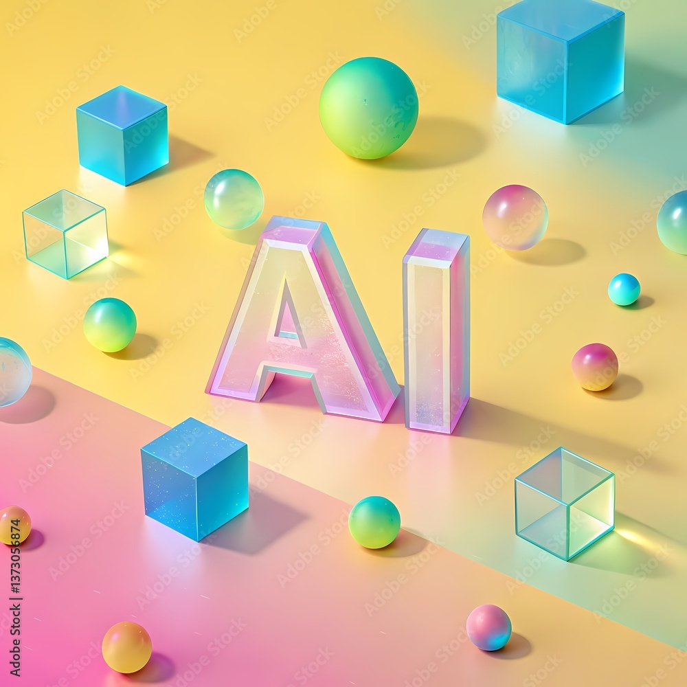 Aufkleber ai artificial intelligence technology concept with colorful geometric shapes and modern design style