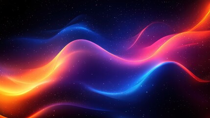 Obraz premium Colorful Abstract Waves in a Dark Starry Background for Design