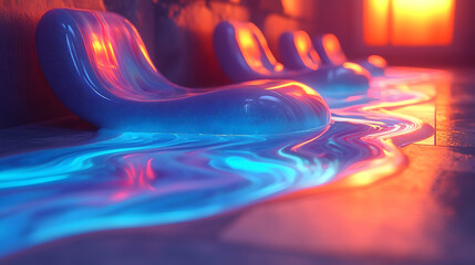 Glowing blue liquid abstract art