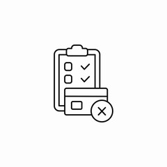 bank card checklist decline icon sign vector