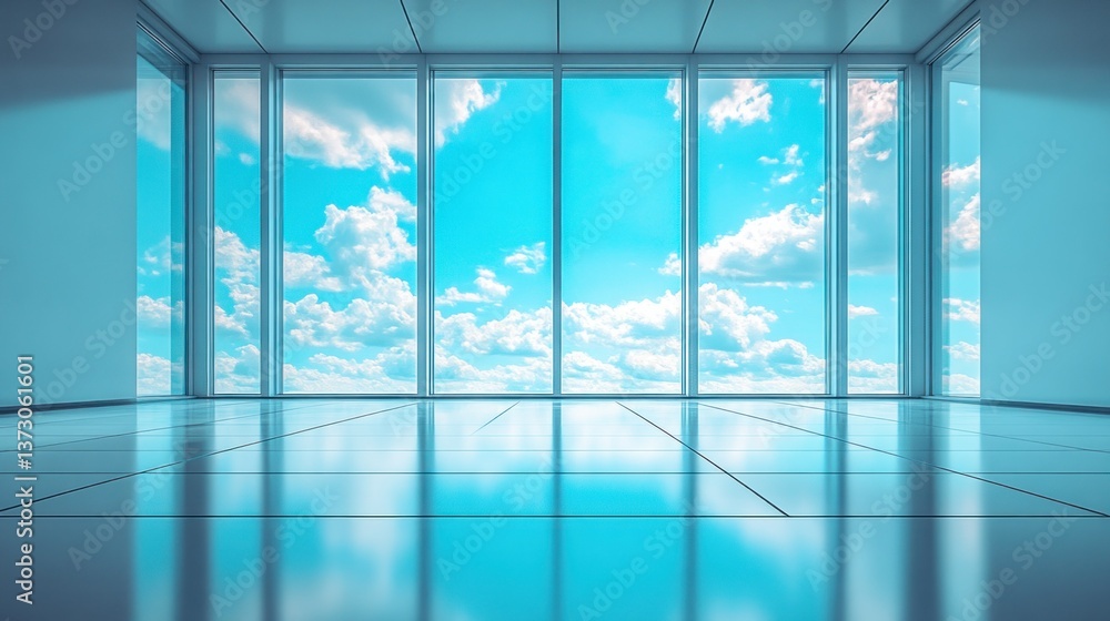 Poster modern empty office space with panoramic views
