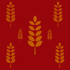 Sprig of leaves. Isolated elements on color background