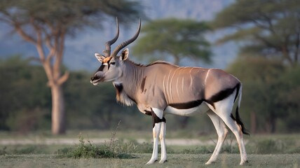 Eland Standing in Open Savanna