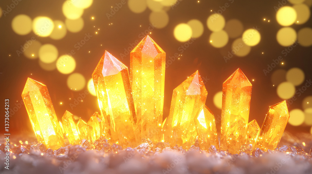 Poster captivating bunch of crystals radiating soft ambient glow creating a serene and enchanting fantasy e