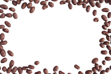 Obraz premium A Beautiful Arrangement of Coffee Beans Set Against a Clean White Background for Beverage Design
