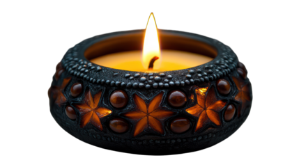 Tea light candle on a white background