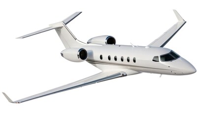 Obraz premium Private jet in mid-flight isolated on a white background