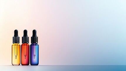   A pair of identical bottles positioned adjacent against a vibrant blue and pink backdrop, sharing the same hue as their containers