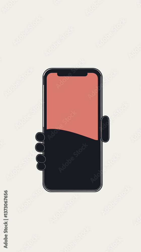 Poster minimalist vector art of smartphone rotation concept with hand holding device