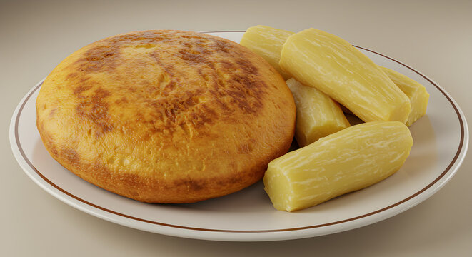 Appetizing bolivian sonso dish with yuca root, presented beautifully on a plate