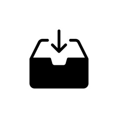 Obraz premium download box icon. Perfect for websites, applications, and user interfaces. Symbolizes downloading, receiving, and data transfer