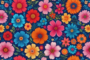 Bright Floral Canvas Art Featuring Colorful Flower Patterns