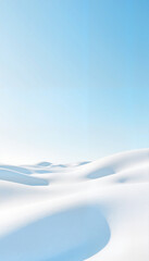 Serene winter landscape with soft snowdrifts under blue sky, tranquility