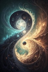 Cosmic Infinity Symbol with Yin Yang Elements for Spiritual Balance Content, Meditation Websites, Higher Consciousness Resources, Metaphysical Practice Guides and Harmony Teaching