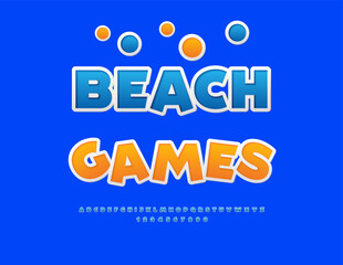 Vector Playful Advertisement Beach Games with bright Font. Funny set of Alphabet Letters and Numbers