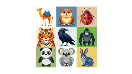 Fototapeta premium set of funny cartoon vector animals