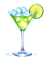 Apple Martini (2) Cocktail Illustration