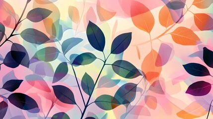 Abstract Foliage: A captivating abstract composition of vibrant, translucent leaves and branches, with an interplay of colors creating a sense of movement and life.