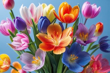 Fototapeta premium Vibrant Colorful Spring Petals in a Stunning Floral Bouquet Design