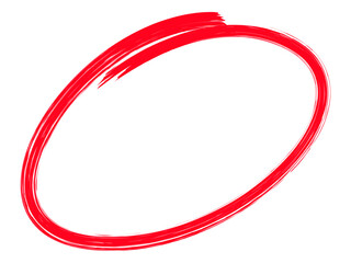 Hand drawn red circle highligter. Vector marker circle line