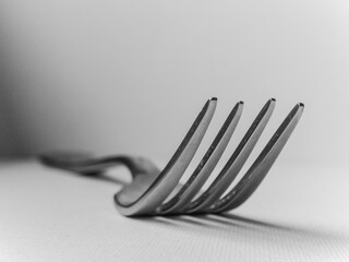 Fork is shown in a black and white photo