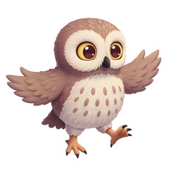 Fototapeta premium Cute Cartoon Owl with Open Wings