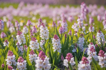 Obraz premium Vibrant Spring Flowers in a Sunny Meadow