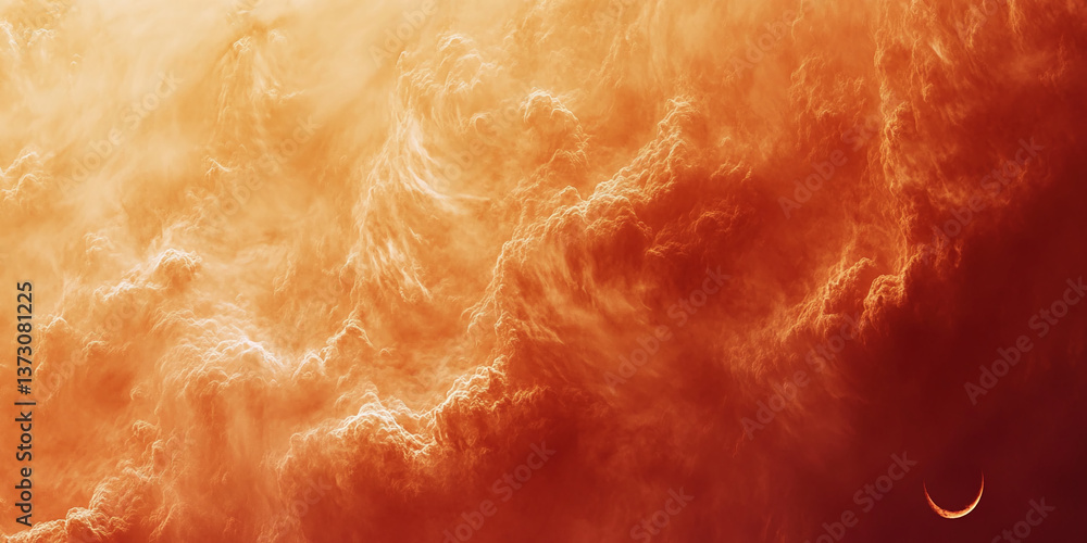 Aufkleber Abstract image of orange and red clouds, resembling a fiery sky or nebula, creating a dramatic and intense mood, suitable for fantasy or cosmic themes