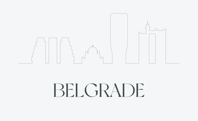 Obraz premium Single line illustration of Belgrade city. Simple minimalist skyline. Vector illustration