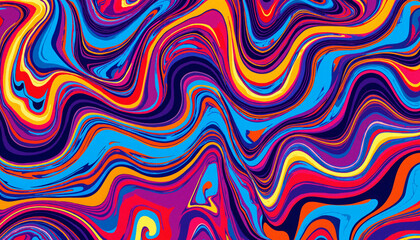 Vibrant op art pattern with fluid waves and swirls, visual dynamism
