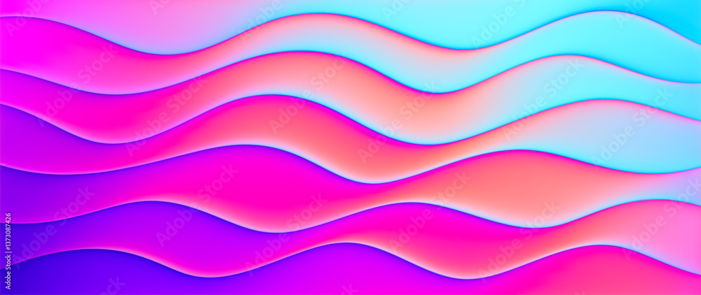 Aufkleber vibrant neon wave pattern with smooth flowing curves. dynamic colorful futuristic neon gradient blen
