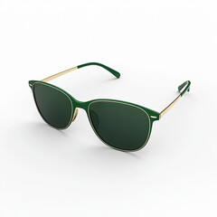 Emerald elegance: sophisticated green sunglasses with a gold accent, stylish and modern design.