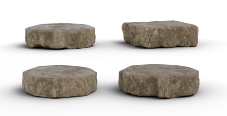 Rock stone podium set isolated background 3d rendering	
