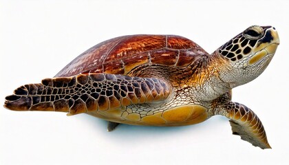Fototapeta premium Sea turtle swimming, isolated on white