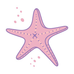 Purple Starfish Marine icon Cartoon flat vector