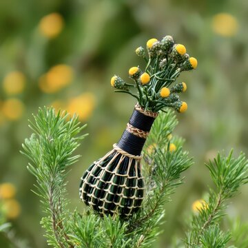 Unique floral arrangement in natural setting
