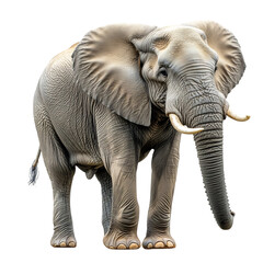 Obraz premium Giant Elephant Lifting Trunk Isolated on Transparent Background